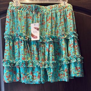Adorable Brand New ⭐️ Floral Blue Skirt by C&V